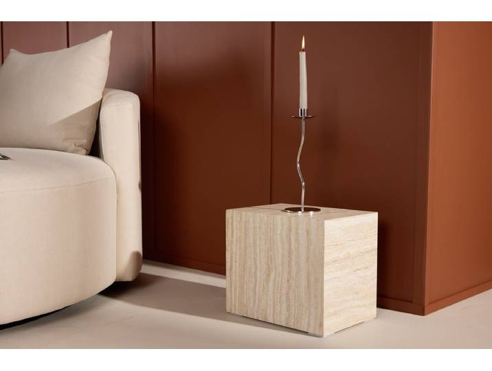 Beistelltisch Quadro – in Beige mit Steinoptik - Dunkel - Luxusbetten24