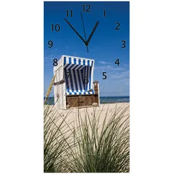 Wallario Uhr 30 x 60 cm, weiße Zeiger Strandkorb
