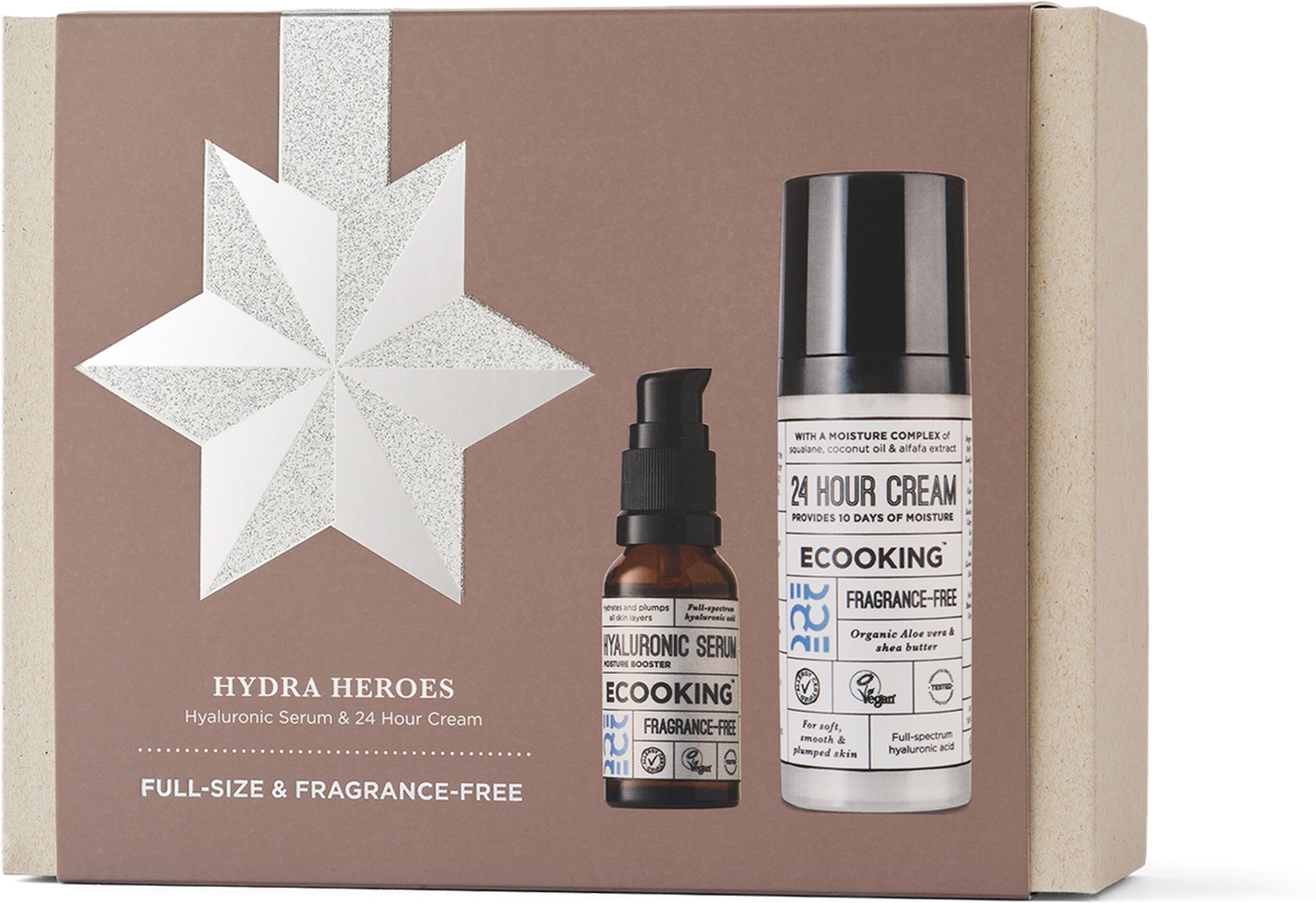 ECOOKING Hydra Heroes 24H Cream & Hyaluronic Serum Fragrance-Free gaveæske 50 ml + 20 ml