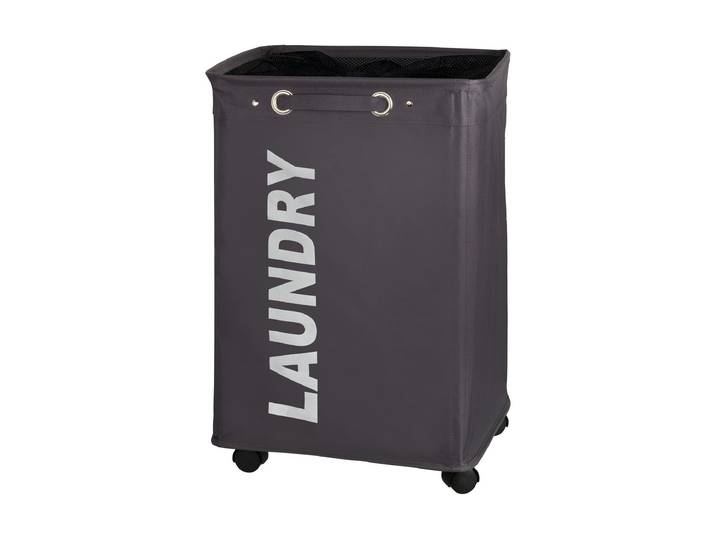 Wäschesack WENKO Quadro 79 l , schwarz, B:40cm H:60cm T:33cm, Polyester, Wäschesammler, Wäschesack