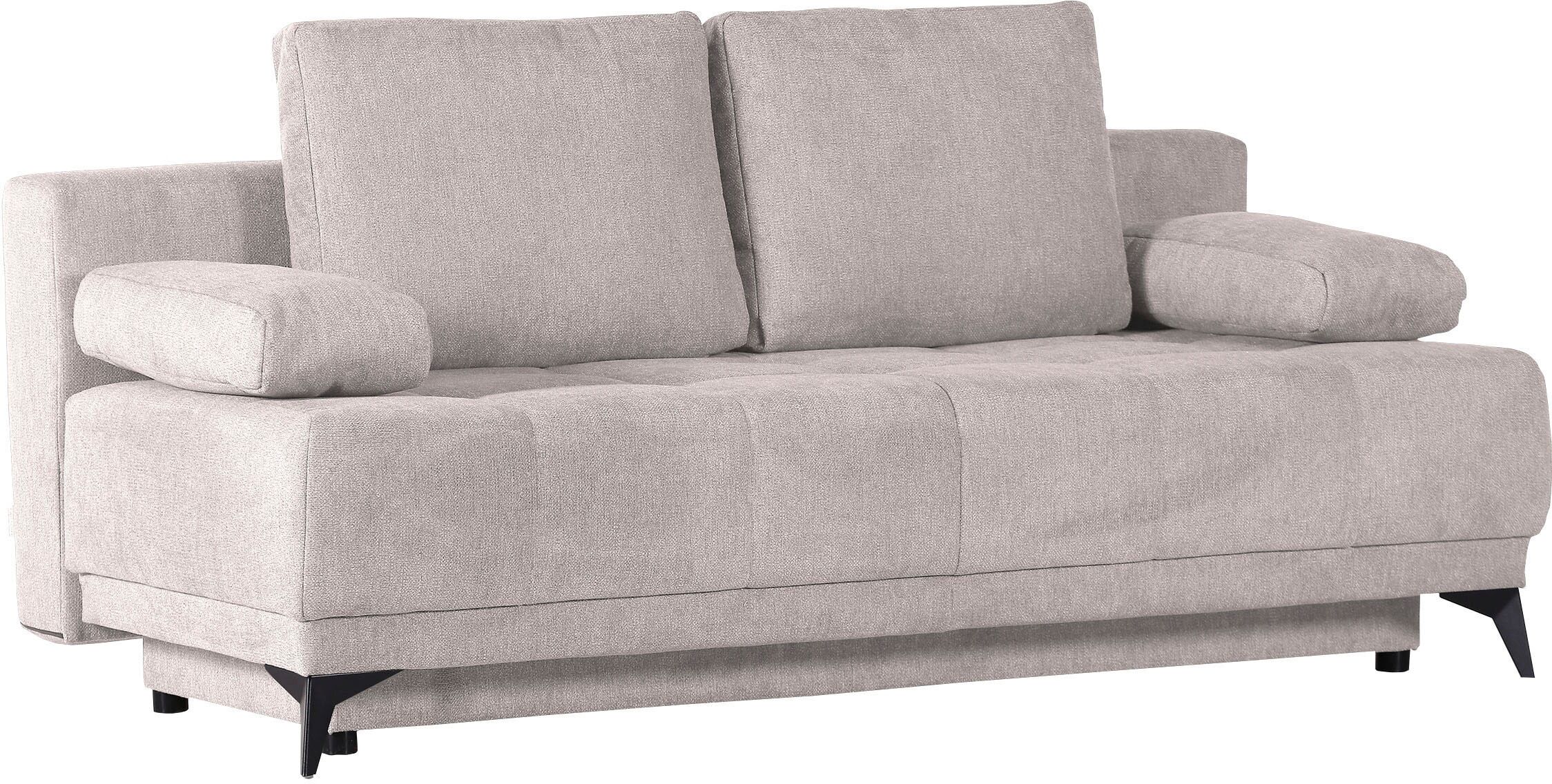 Schlafsofa GUTMANN FACTORY, beige, B:195cm H:77cm T:100cm, 100% Polyester, Sofas, Schlafsofa