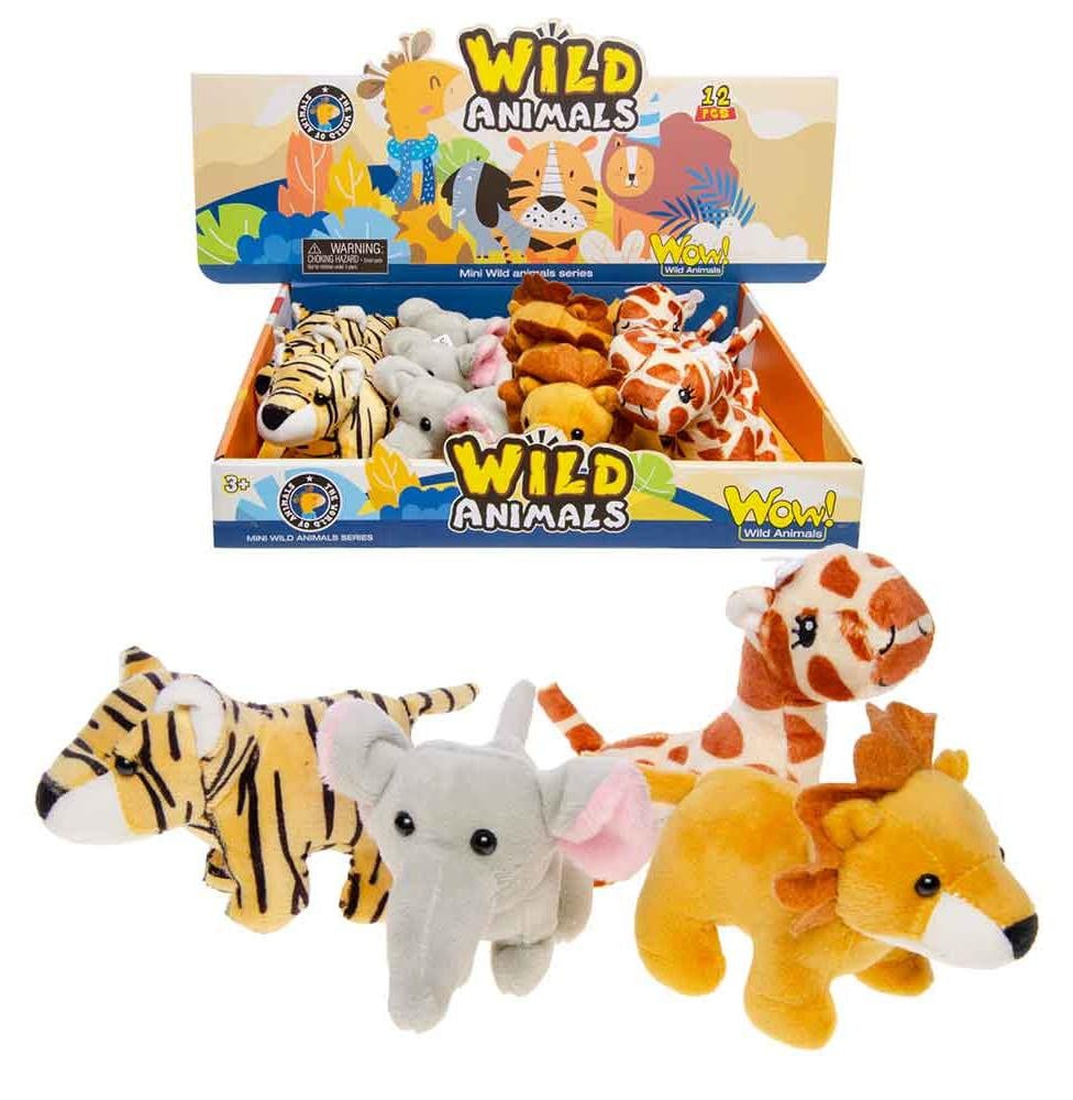 Set van 12 pluche wilde dieren knuffels