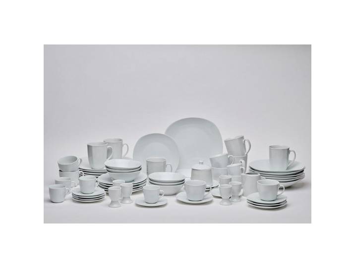 Novel Kombiservice Ascona, Weiß, Keramik, 62-teilig, Uni, 200 ml,200 ml,220 ml,270 ml,100 ml,370 ml,360 ml, Lfgb, lebensmittelecht, Geschirr, Geschirrsets, Kombiservice