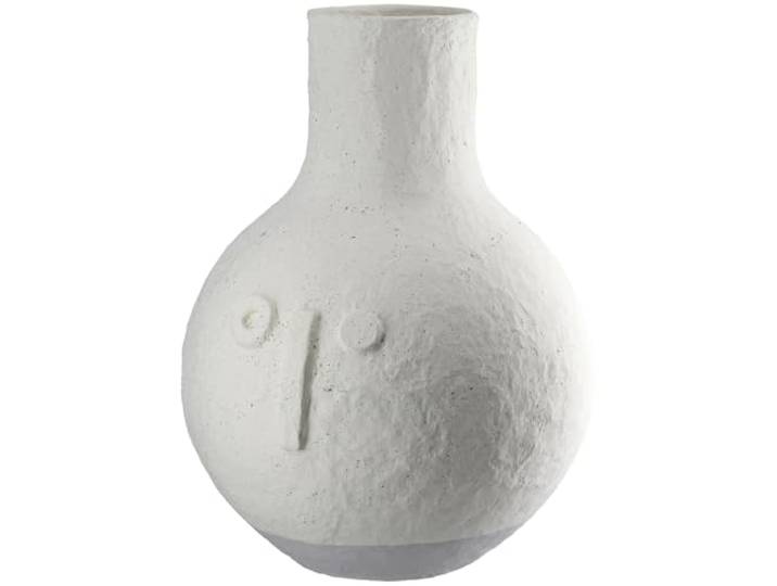 Casablanca Belém Vase à Fleurs\, étanche\, en Coton\, crème\, texturé\, Motif Visage ventral\, Hauteur 31 cm x Ø 25 cm