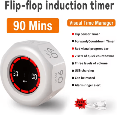 Inspire Curations Rechargeable 7 Preset Flip Pomodoro Timer white