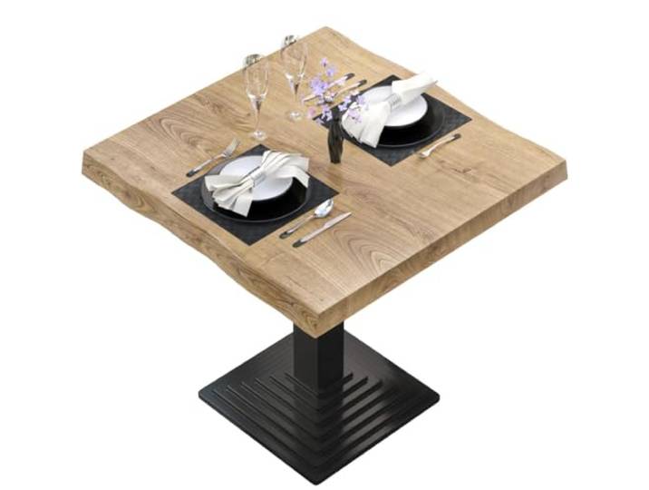GGMMÖBEL Peru Esstischplatte Tischplatte Baumkante Bistro Furniertischplatte 70 x 70 cm Eiche