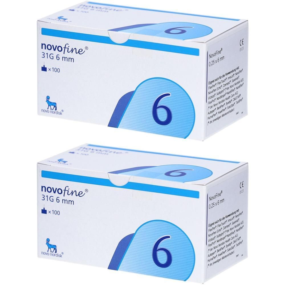 Novofine Nadeln 31 G 0,25x6 mm 2x 2x100 St Kanüle