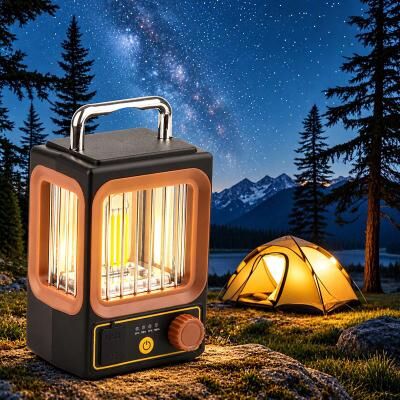 LightInthebox Solar Camping Lantern with Filament Light, Type C Rechargeable Work Light, Stepless Dimming Portable Tabletop Light, Weatherproof Outdoor Lamp for Hiking, Camping, Fishing