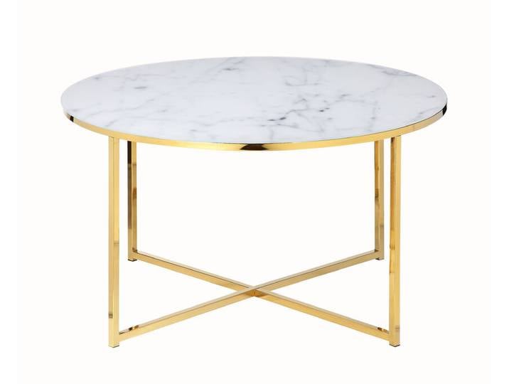 Couchtisch 80 x 80 cm rund gold/weiß