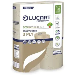 Toilettenpapier Lucart EcoNatural 6.3, 3-lagig, recycling 30 Rollen / Paket x 250 Blatt, Blattgröße 11 x 9,6 cm