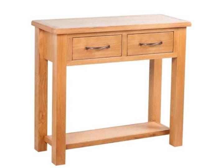 IBUQDDV Konsolentisch Mit 2 Schubladen 83x30x73 cm Massivholz Eiche Massivholz Eiche, 2 Schubladen, kompaktes Maß, rustikaler Stil, vielseitig einsetzbar, einfache Montage