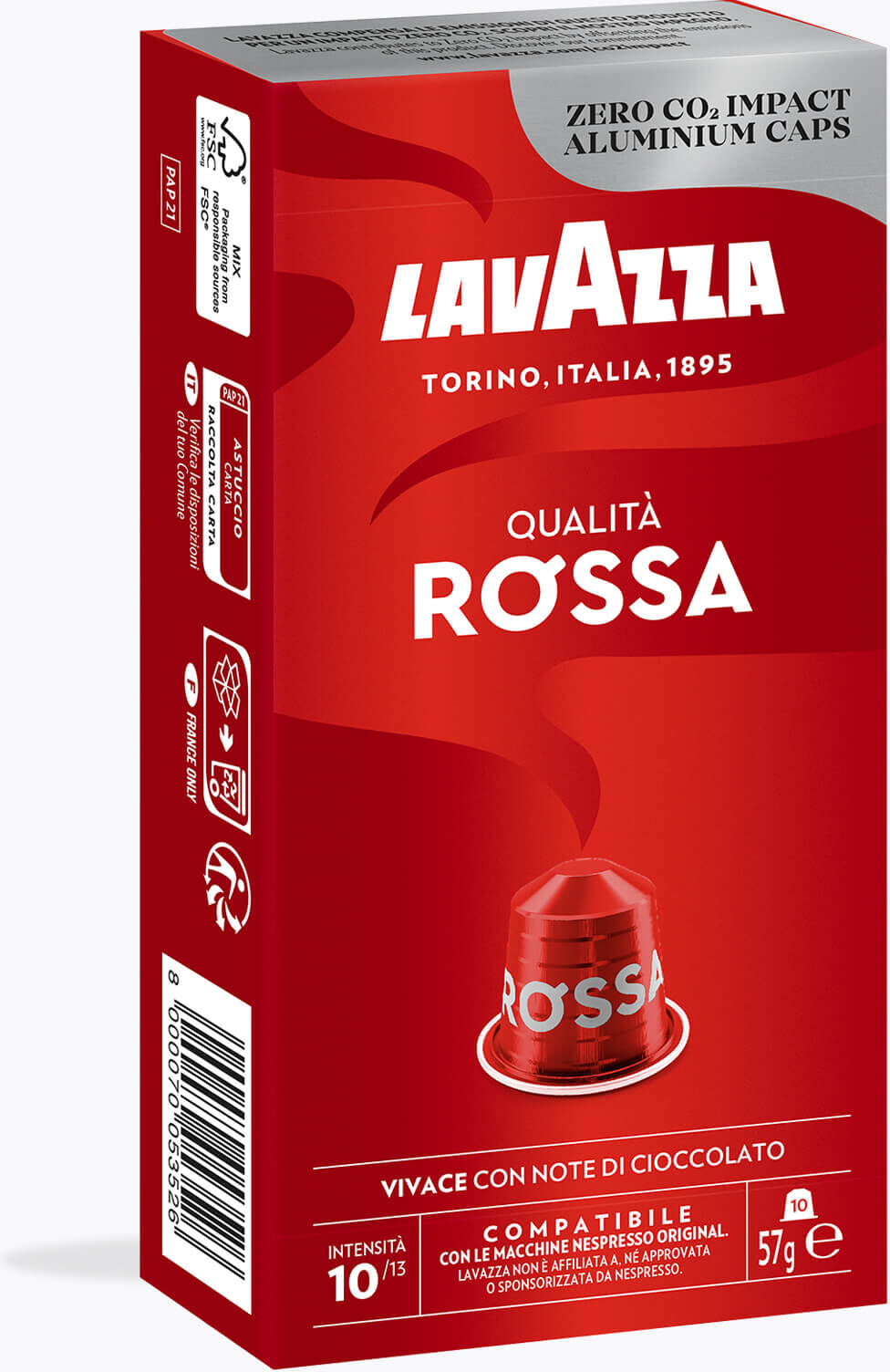 Lavazza Espresso Qualita Rossa 10 capsules   Nespresso-compatibel   Arabica & Robusta   Zuidoost-Azië, Afrika, Centraal- en Zuid-Amerika   Intens