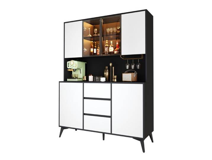 Armoire vitrine LED - Éclairage LED réglable par application - Vitrine en verre - 3 tiroirs - 2 portes