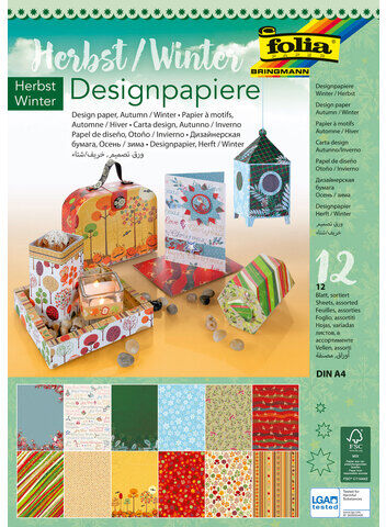 folia Papierblock "Herbst/Winter", 21 x 29,7 cm, 12 Blatt