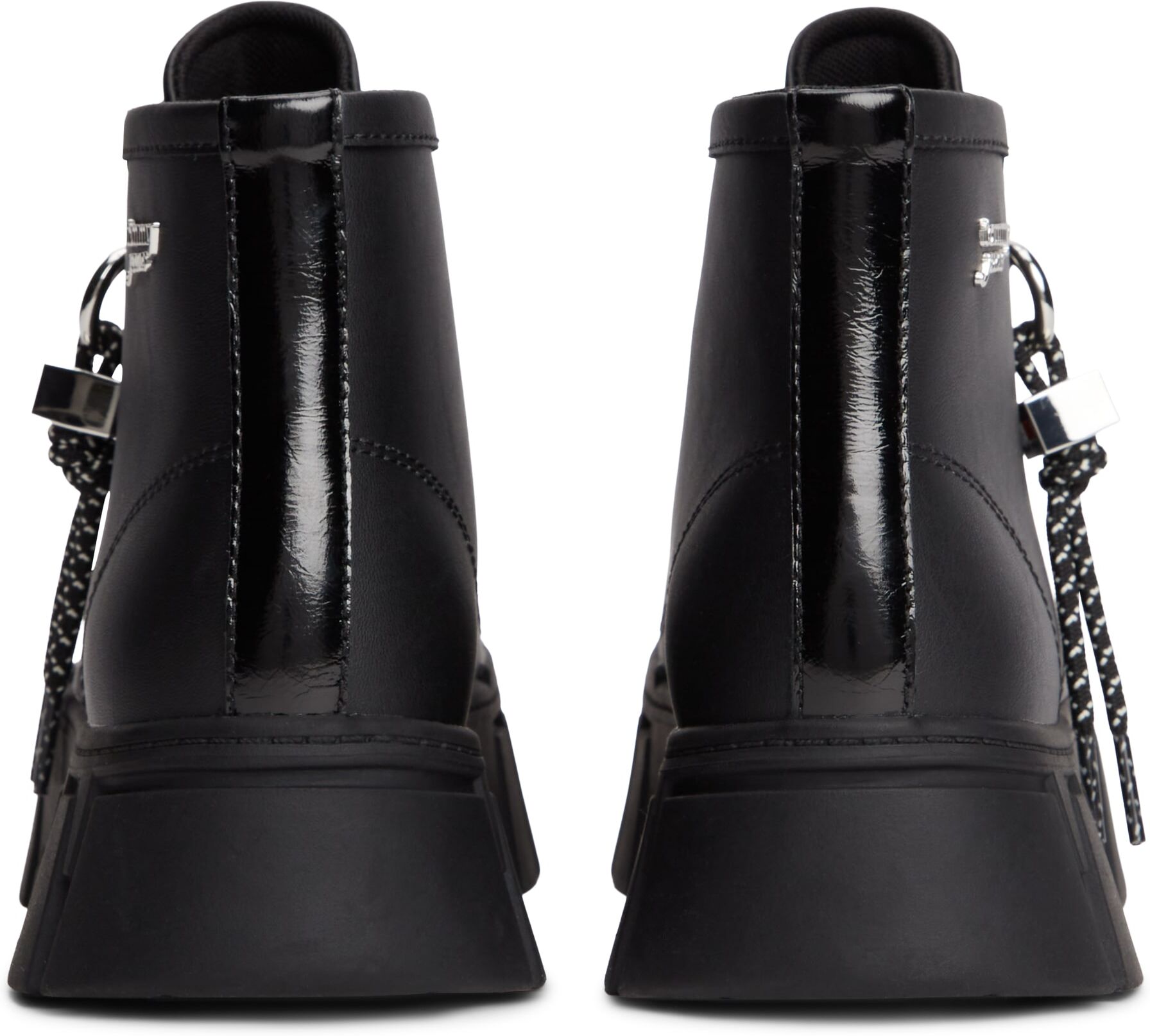 Plateausneaker TOMMY JEANS "TJW PLATFORM SNEAKER LEATHER MC", Damen, Gr. 41, Textil, schwarz, Leder, Schuhe Plateausneaker, Schnürboots mit trendigem Charm