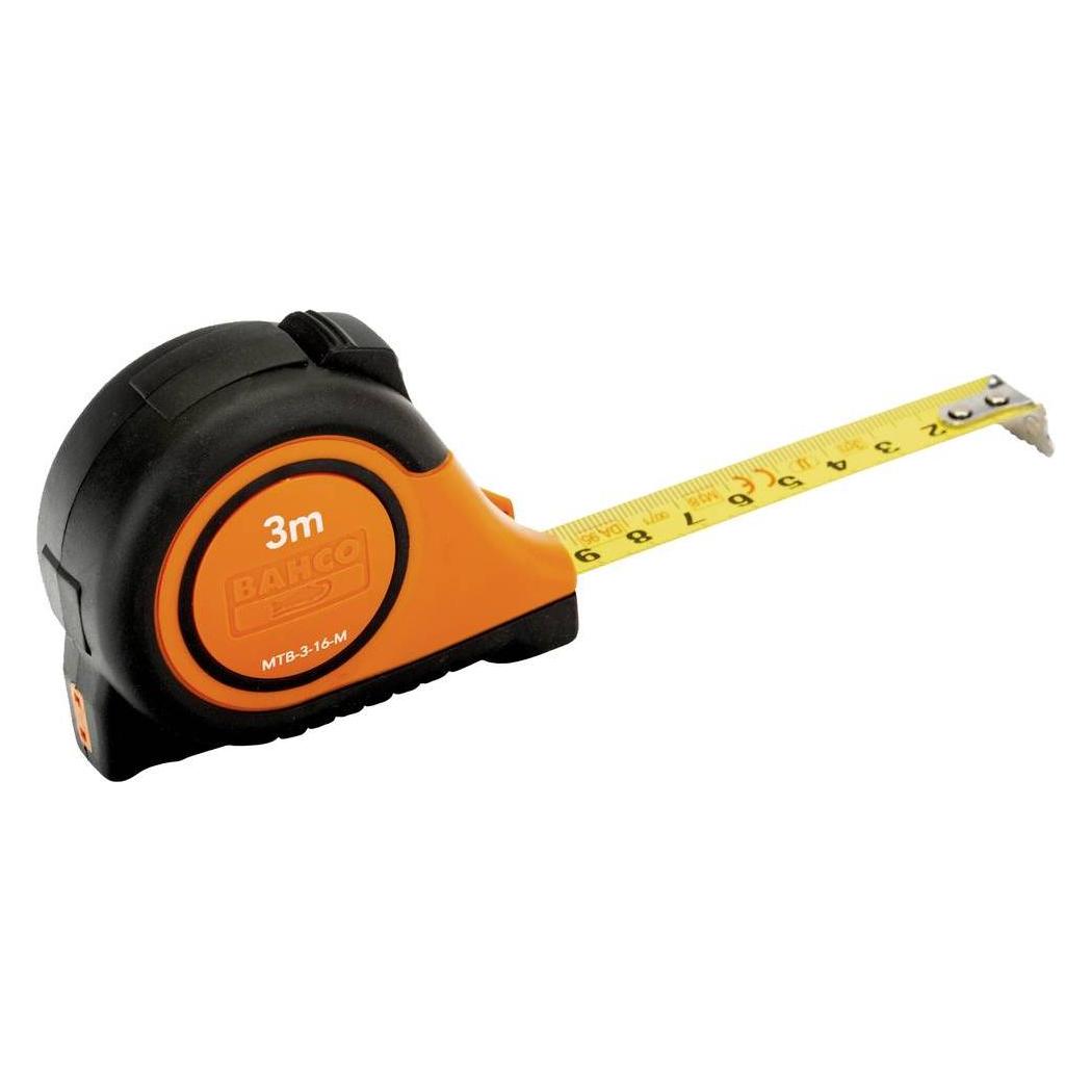 Bahco Massband kurz mit Gummibeschichtung, magnetisch, metrisch 3 m (3 m) (MTB-3-16-M)