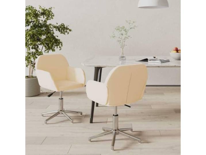 KGHFDVB Esszimmerstuhl 2er Set Drehbar Creme Stoff mit Armlehne 360 Grad Stoffbezug Creme, Metall-Sperrholzrahmen, Schaumstoffpolsterung, 360 Grad drehbar, 110 kg Belastbarkeit