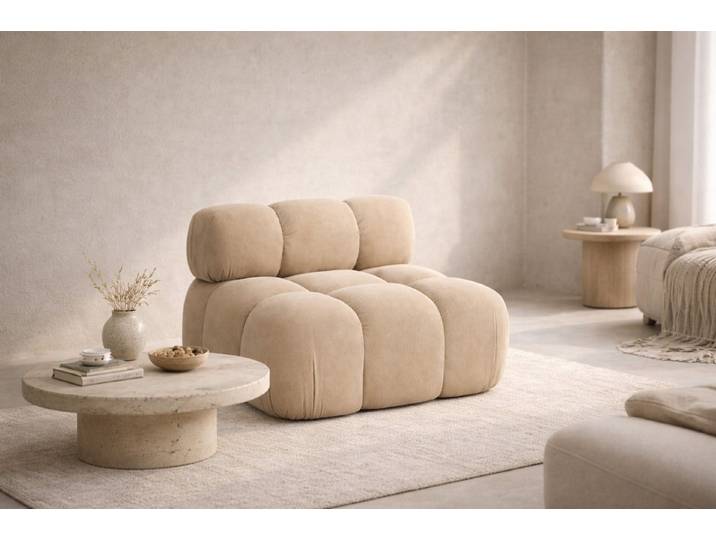 Kaiser Möbel Sofa-Mittelelement modulares System, Veloursstoff Salvador,SELIA (Einzelelement), Veloursstoff Salvador hochelastischer HR-Schaum Wellenfederung