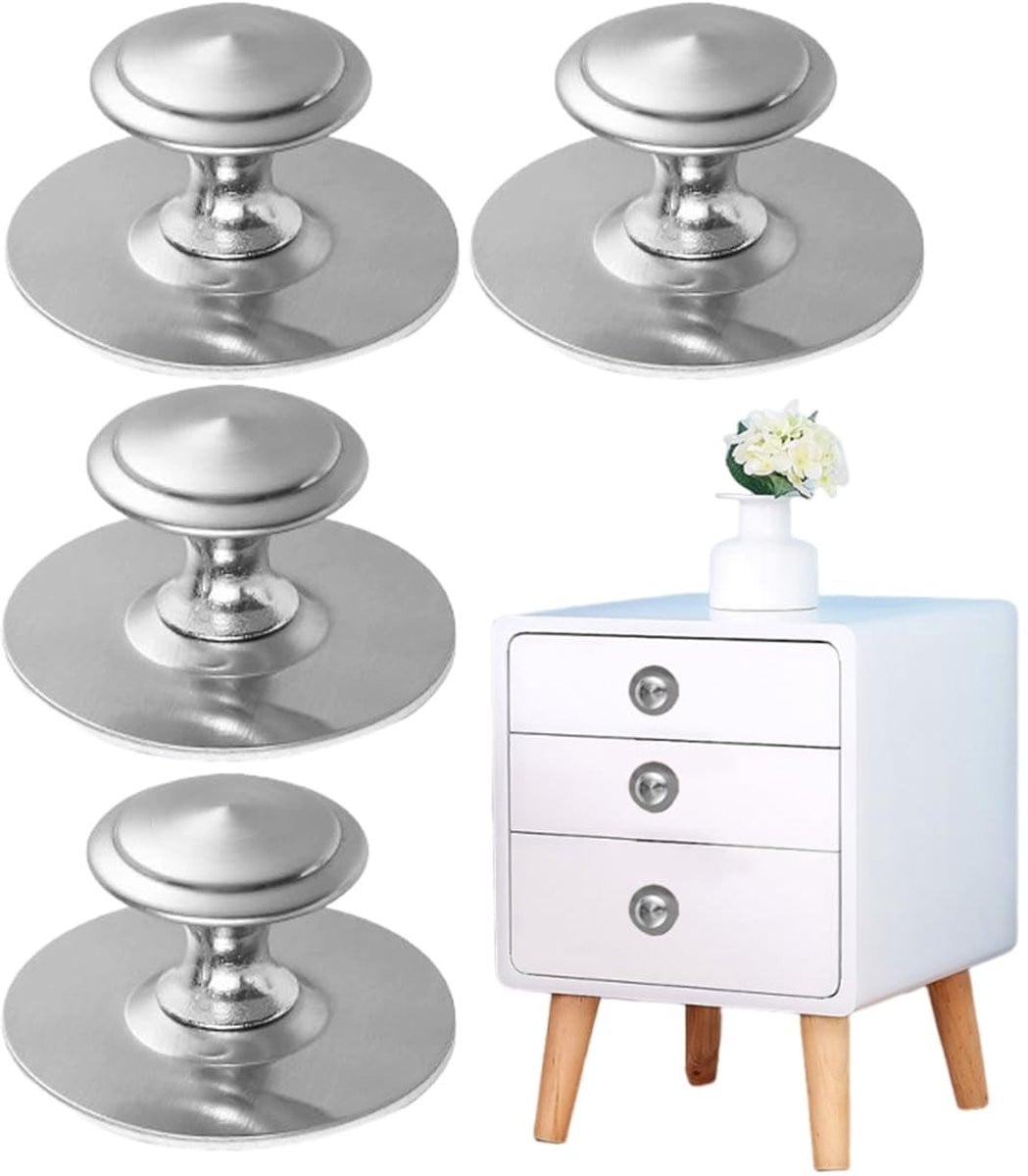 Solidchoice - 4 stuks zelfklevende ladeknoppen - Roestvrij staal