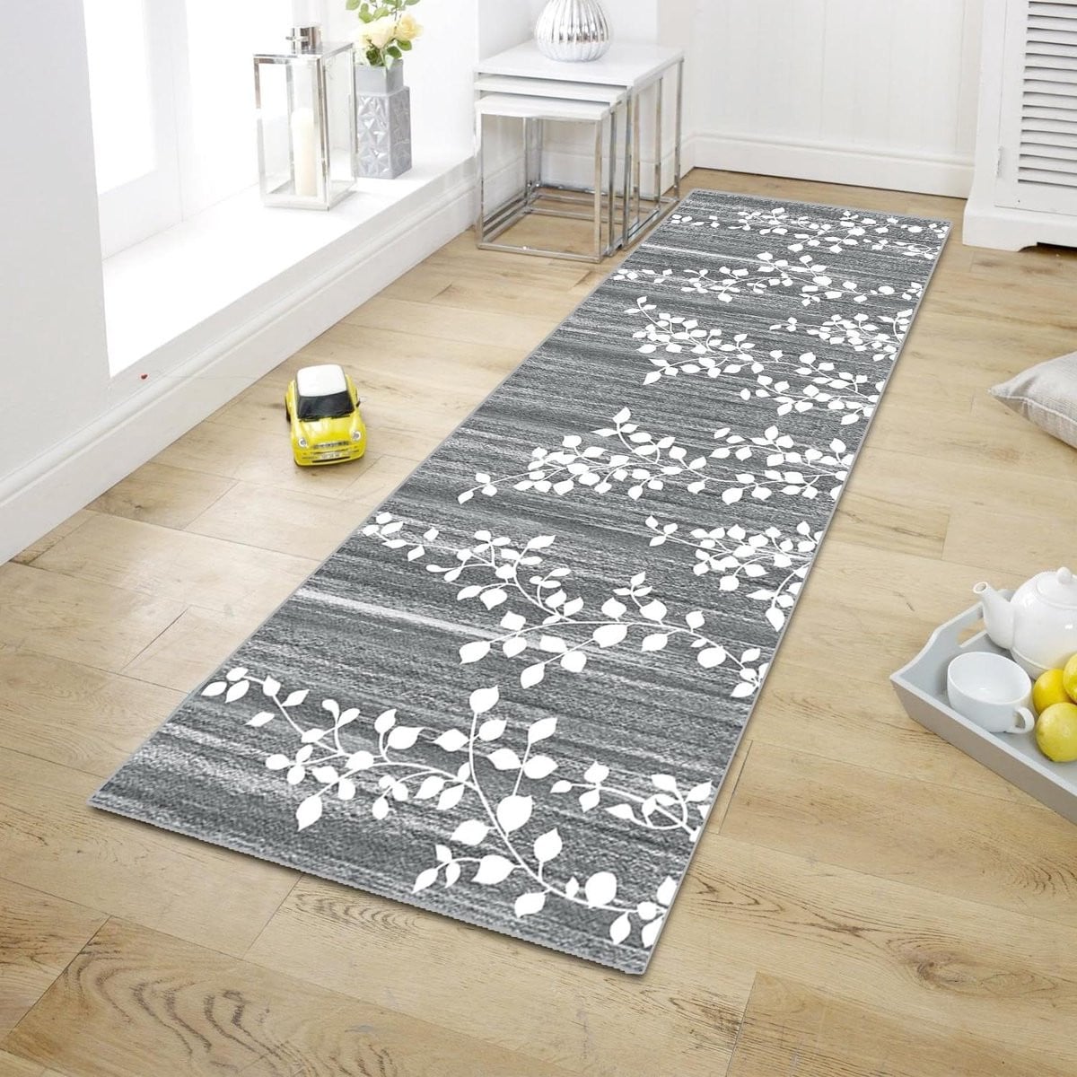 Grijs Vloerkleed Gangloper - Modern Rechthoekig - Machine Wasbaar - 180 x 60 cm