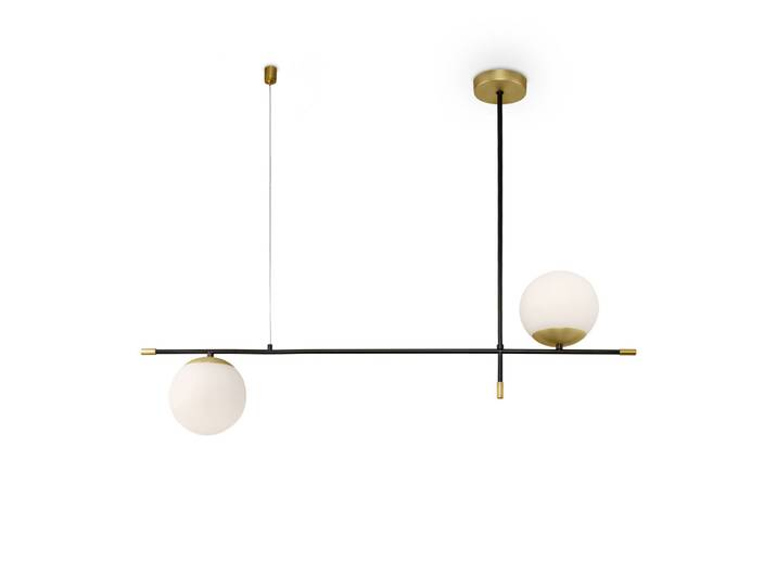 Suspension\, métal verre\, or mat\, L 95 cm
