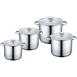 8 tlg Edelstahl Kochgeschirr Induktion Kochtopf Topfset Deckel Topf 16/18/20/22cm