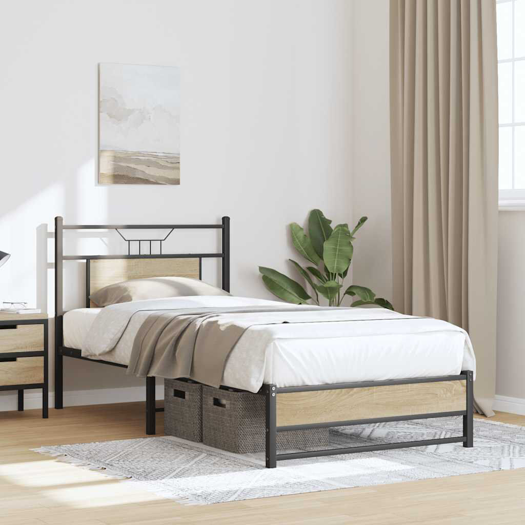 Borough Wharf Bed Frame Without Mattress Engineered Wood Sonoma Oak Single (3')