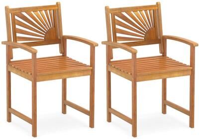 Costway Outdoor Acacia Wood Dining Chairs-Set of 2