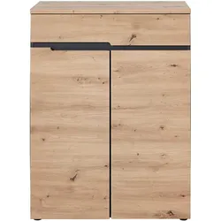 Schuhschrank in Wildeiche Optik und Dunkelgrau 80 cm breit