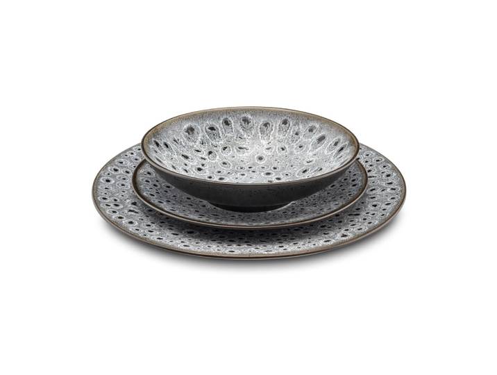 Service de vaisselle 18 pièces en grès gris