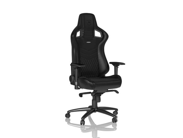 Genuine leather gaming chair Noblechairs EPIC with 4D armrests, Black, New, Ergonomic chair - ideal for flexible working