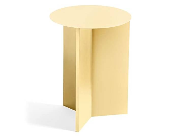 Hay Slit Table Round High Beistelltisch, Stahl, Light Yellow, 35cm
