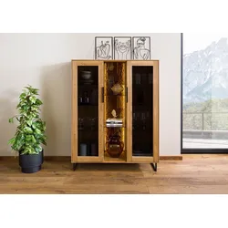 Highboard Wildeiche 112x43x145 natur geölt LINDAU #18