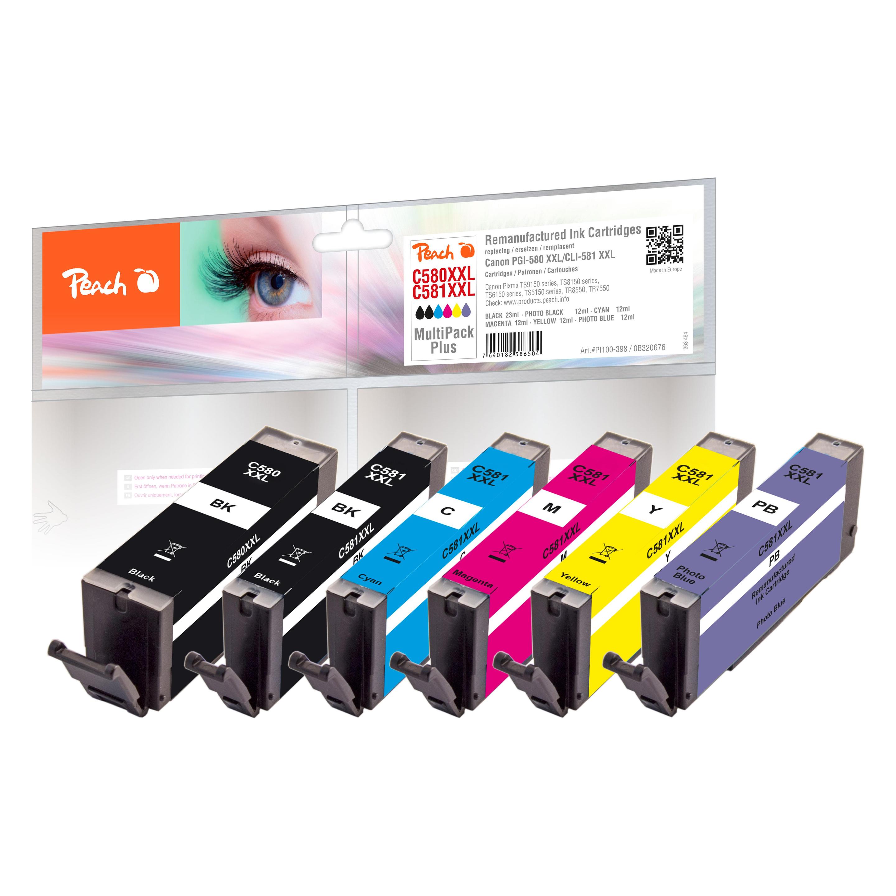 Peach Tinte Canon PG/CLI-580/1XXL BK, PBK, C, M,Y (BK, C, M, PBK, Y) (0F320676)