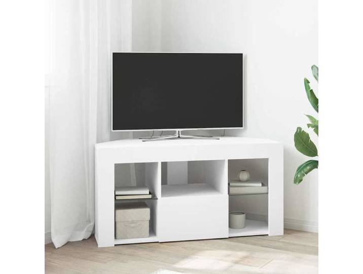 Meuble TV avec éclairage LED - Blanc - 100 x 40 x 50 cm - Bois d'ingénierie - design tendance