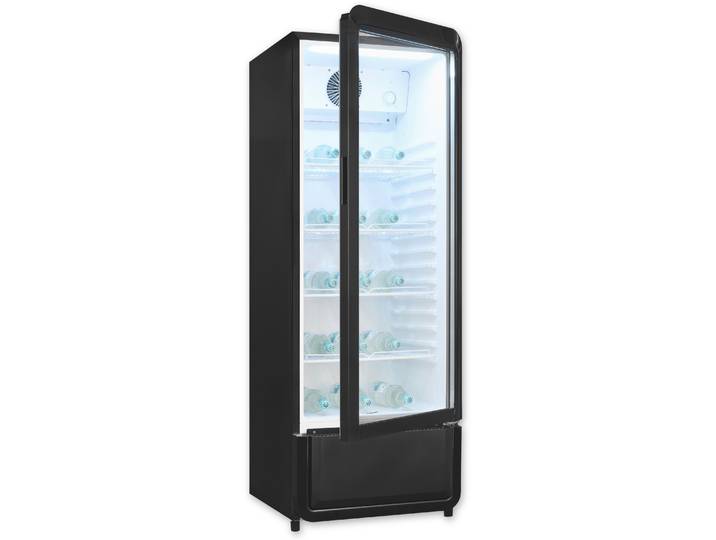 EXQUISIT Getränkekühlschrank GKS220-GT-431D weiss , Energieeffizienz: D (A-G), schwarz, Rechtsanschlag, nicht wechselbar, Kühlschränke, PAlles auf einen Blick dank Isolierglastür und übersichtliche Lagerung