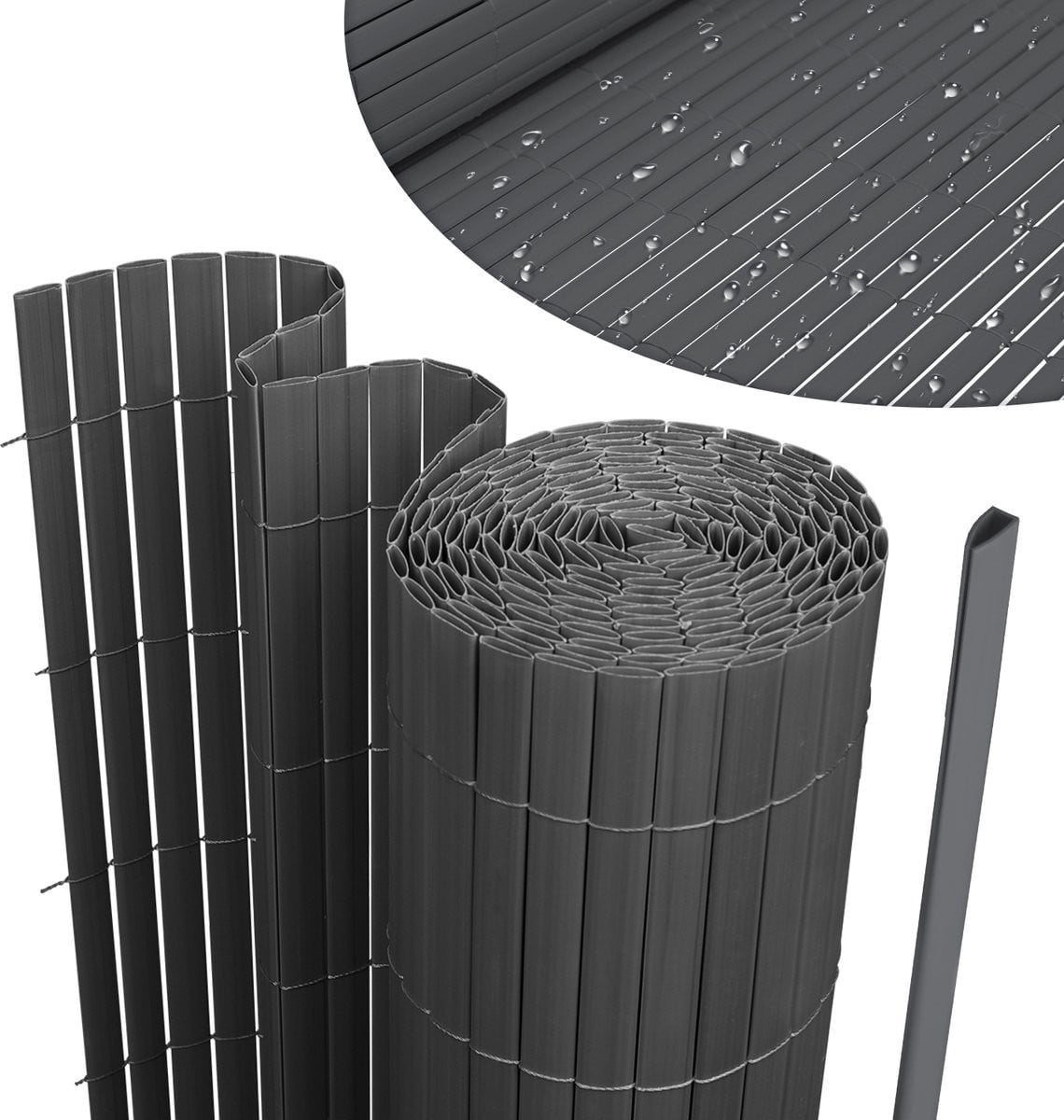 Grijs PVC Balkonscherm Privacy Scherm voor Balkon en Terras, 80 x 400 cm