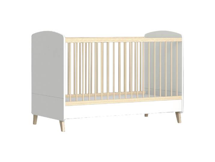 Faktum Gitterbett Colette, Natur, Weiß Hochglanz, Holz, Buche, massiv, Schichtholz, 75x101x144 cm, zum Juniorbett umbaubar, höhenverstellbar, Aufbauanleitung im Karton, Lattenrost inklusive, Schlupfsprossen, Babymöbel, Babybetten, Gitterbett