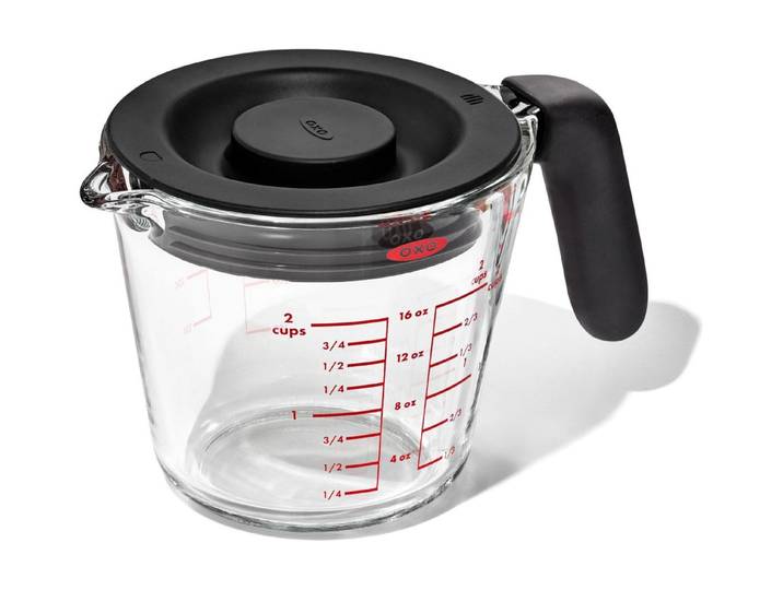 Messbecher OXO GOOD GRIPS, transparent, Volumen 0,5 l, Glas, Messbecher, Messbecher, mit Deckel, 500 ml