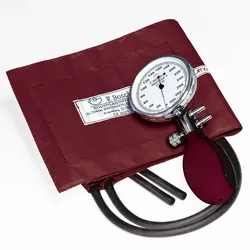 Prakticus II Blutdruckmessgerät Ø 68 mm 2-Schlauch, burgund, kpl. im Etui