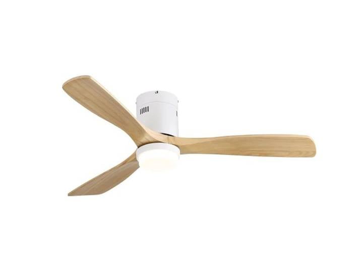Ventilateur de plafond silencieux blanc et marron 132 cm