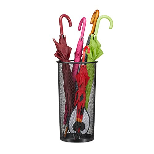 Relaxdays Paraplubak van metaal, zwart, Ø 26 cm, 50 cm hoog