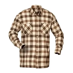 Flanellhemd 100% Baumwolle - M - beige/braun/blau