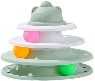 Uplift Picks 4 Level Interactive Cat Toy Tower With Roller Balls Puzzle Track Game light Green