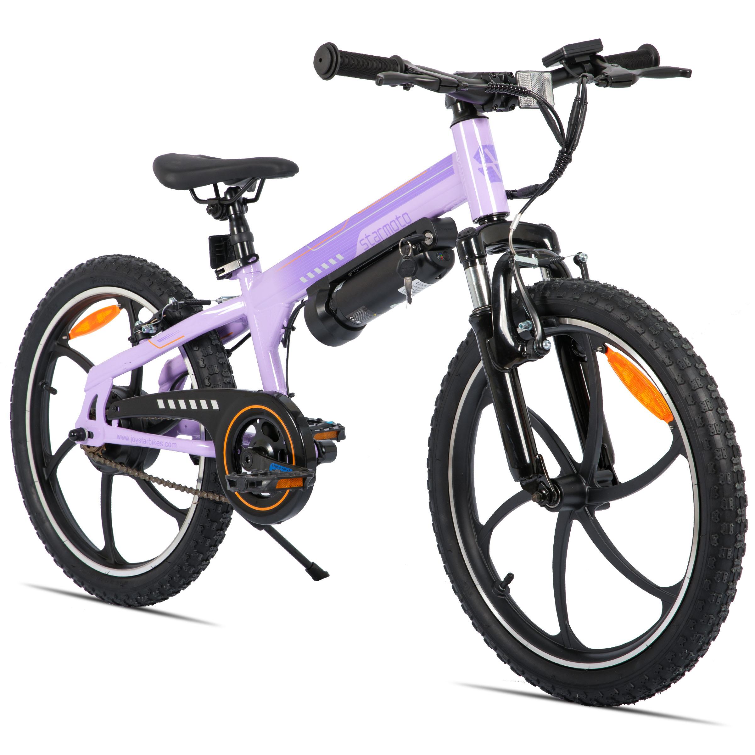 Hiland 20 Zoll Kinder Elektro-Mountainbike mit 250W Motor, herausnehmbarem 5,2 Ah Akku, Vorderradfederung & V-Bremsen