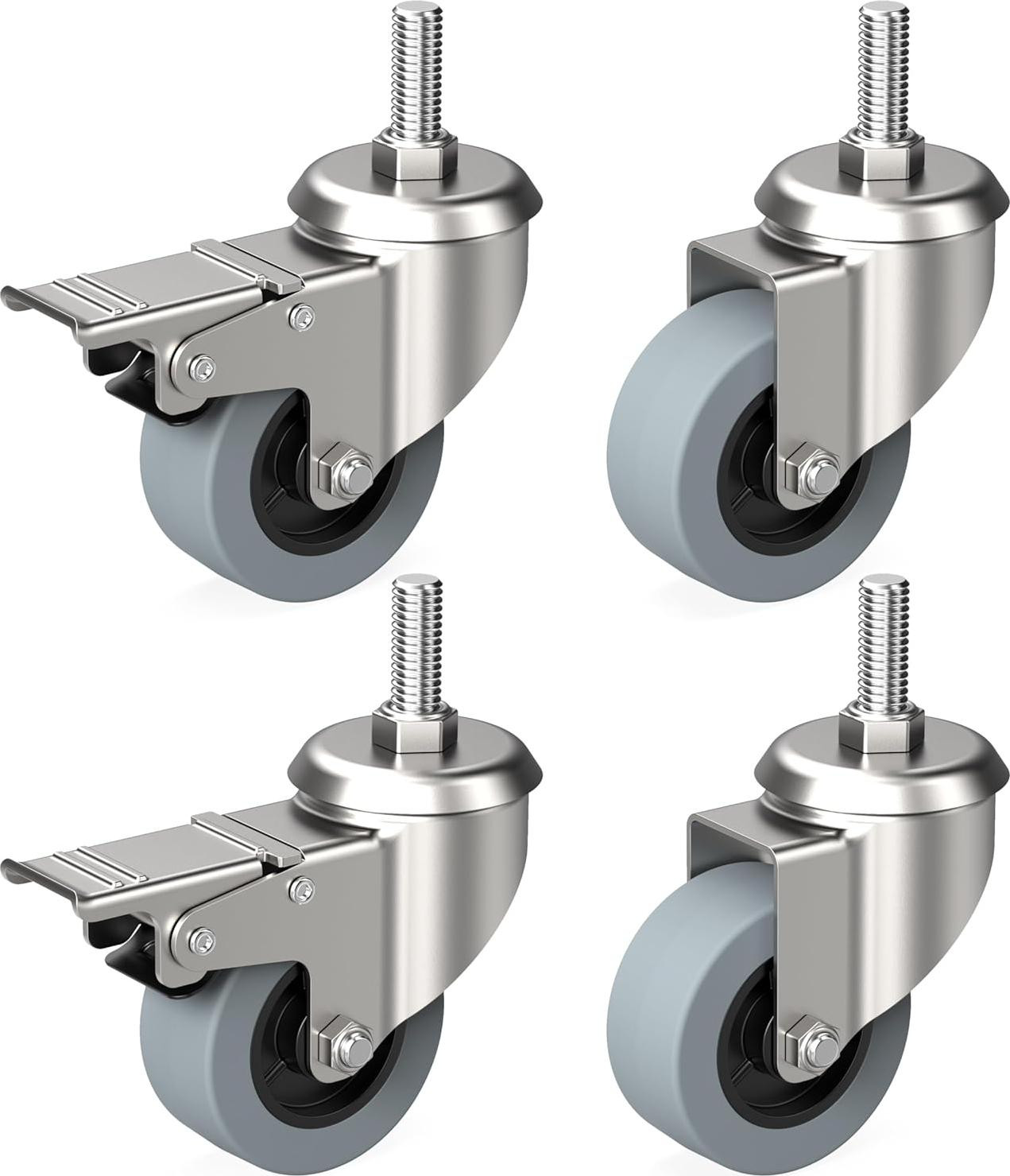 Famanu Zware transportwielen voor meubels - Rubberen wielen - Draagvermogen: 30 kg