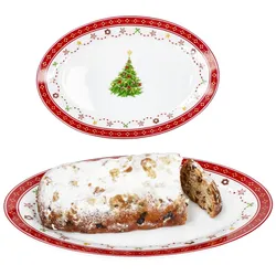 2x Weihnachtstraum Servierplatte oval Porzellan 35,5x24,3cm Braten-Teller
