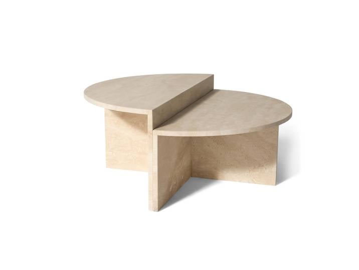Velasca Couchtischset, Travertin-Marmor Ø95