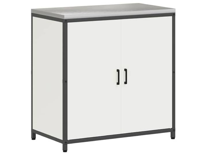 Favemtsl Küchenschrank HATTEM Weiß 90x50x92 cm Outdoor Metallschrank Robuster Outdoor Beistellschrank aus Stahl mit 2 Türen für Garten, Terrasse und Küche. Bietet praktischen Stauraum.