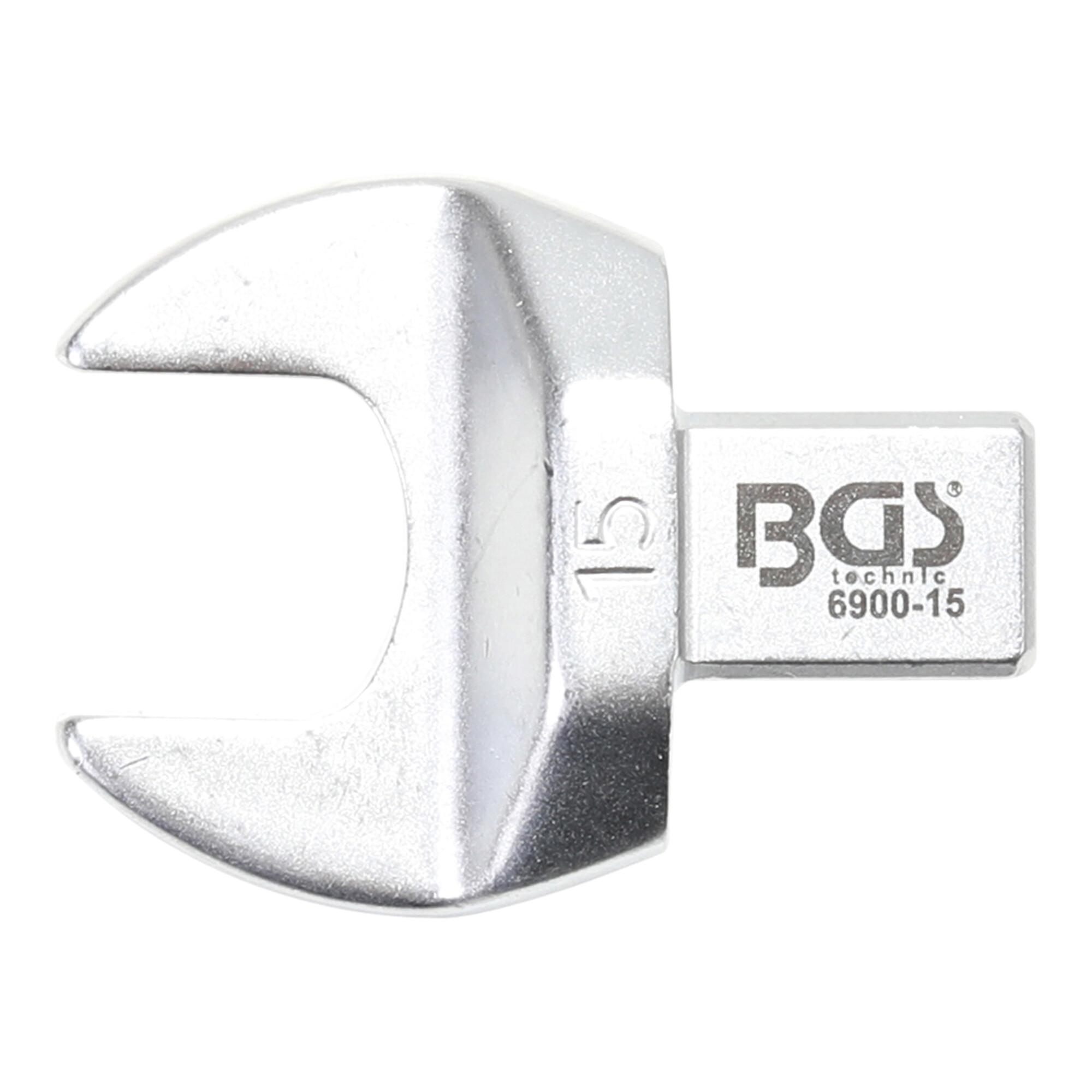BGS Einsteck-Maulschlüssel 6900-15, 15 mm, Aufnahme 9 x 12 mm ; BGS technic)